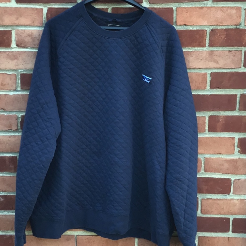 LL Bean Men’s Quilted Crewneck Sweatshirt blue XxL